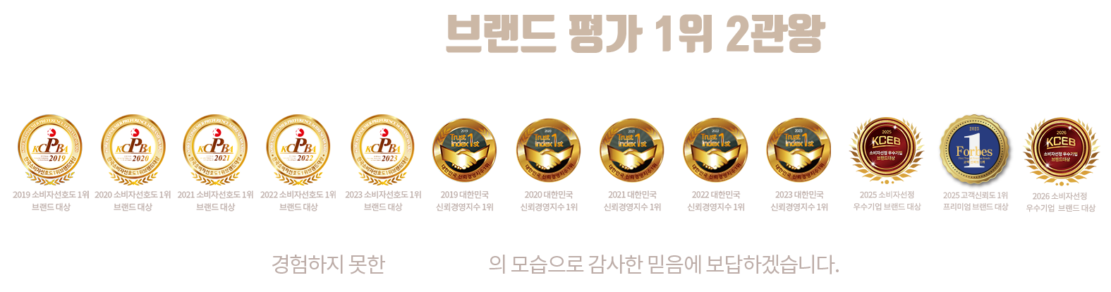 5년 연속 브랜드 평가 1위 2관왕